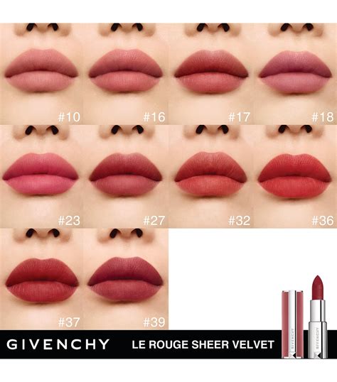 givenchy le rouge sheer velvet 18|Givenchy le rouge lipstick swatches.